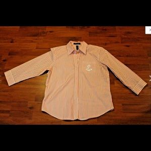 RALPH LAUREN Orange & White Striped Shirt